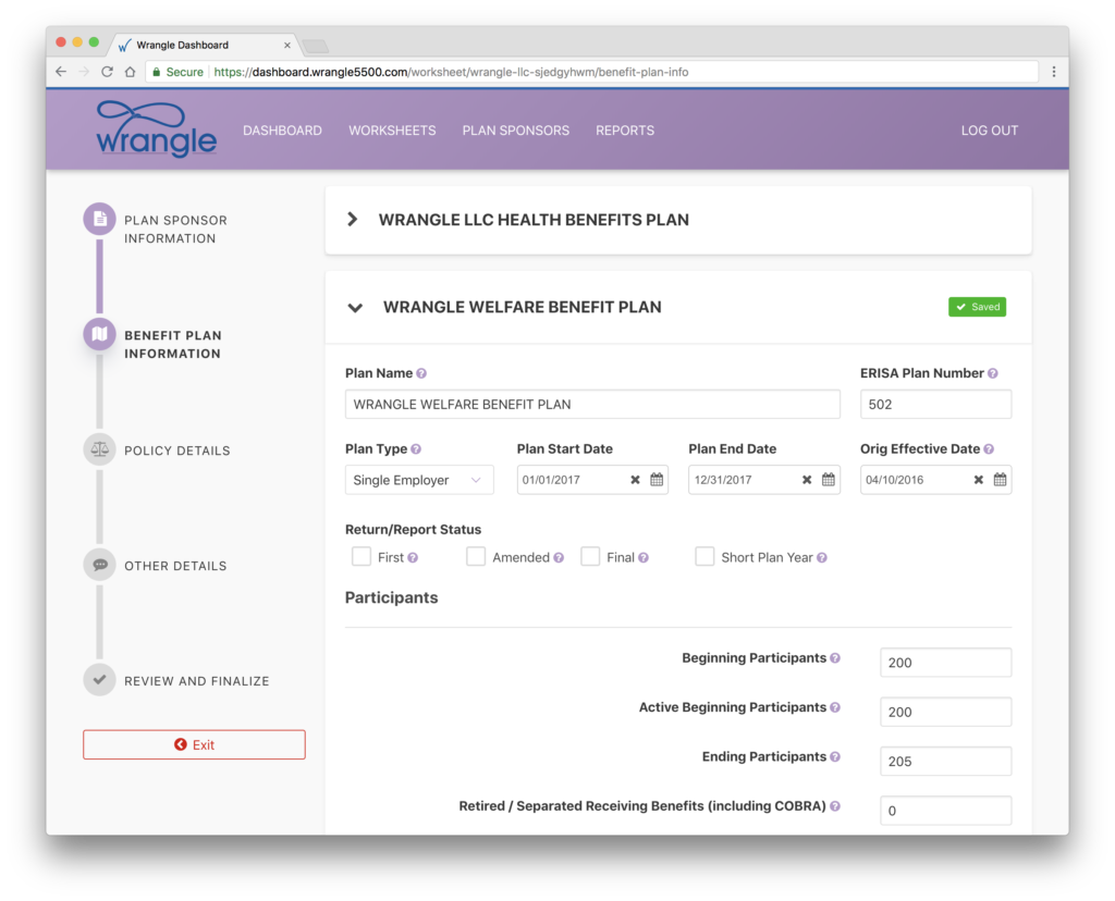 wrangle-dashboard-3 - Wrangle 5500: ERISA Reporting and Disclosure
